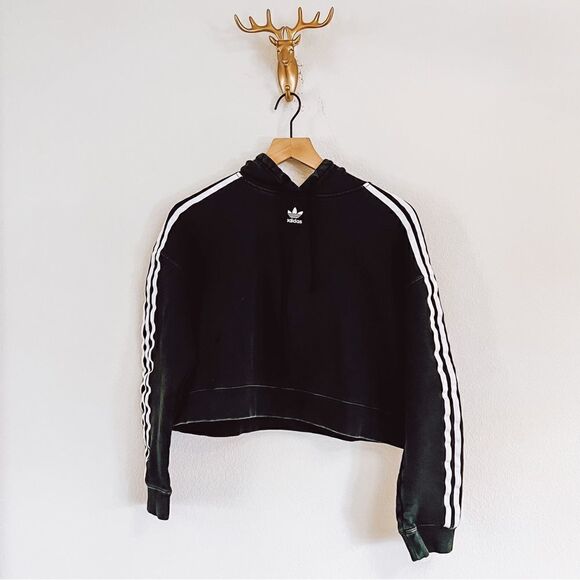 adidas Tops - ADIDAS WOMEN'S Black Cropped Hoodie Size Small